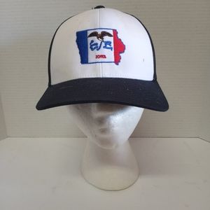 Iowa snapback truckers hat cap white blue